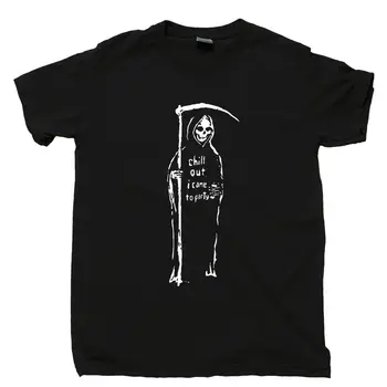 

Grim Reaper T Shirt Chill Out I Came To Party Costume Scythe Tattoo Tee
