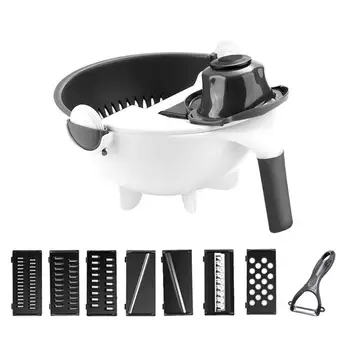 

New Cute Vegetable Cutter Healthy Harmless Kitchen Fruits Shredder Grater Magic Rotate Vegetables Cutter with Drain Basket