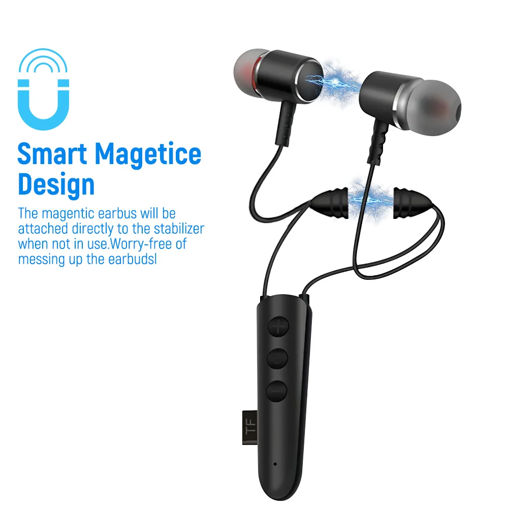 Magnet Hanging Neck Bluetooth Earphone Wireless Earbuds Double Stereo Music Headphone Support TF Card For iPhone 12 Xiaomi AT