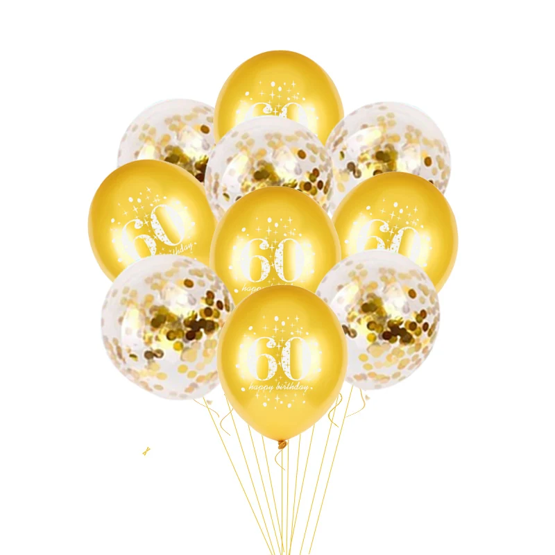 Gold 60 JOY-ENLIFE 10 шт. надувные шары с конфетти 12 дюймов латексные шары 30 40 50 60 лет День рождения взрослых фольга гелиевые шары - Цвет: Gold 60