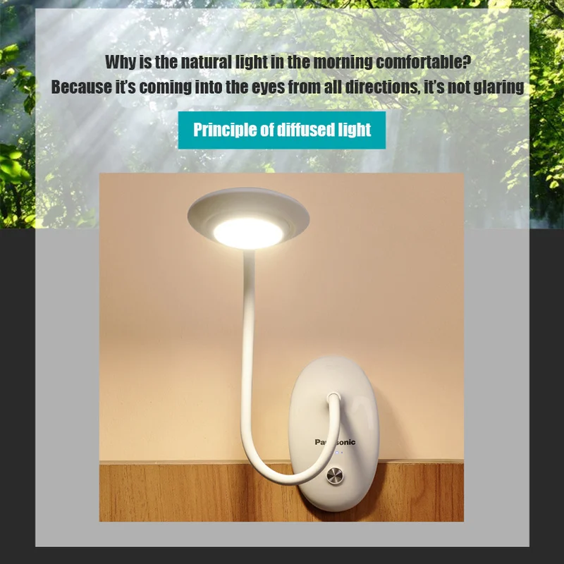  Panasonic Clip Desk Lamp LED Touch Switch 3 Modes Eye Protection Desk Light Dimmer USB Rechargeable - 4000142528284