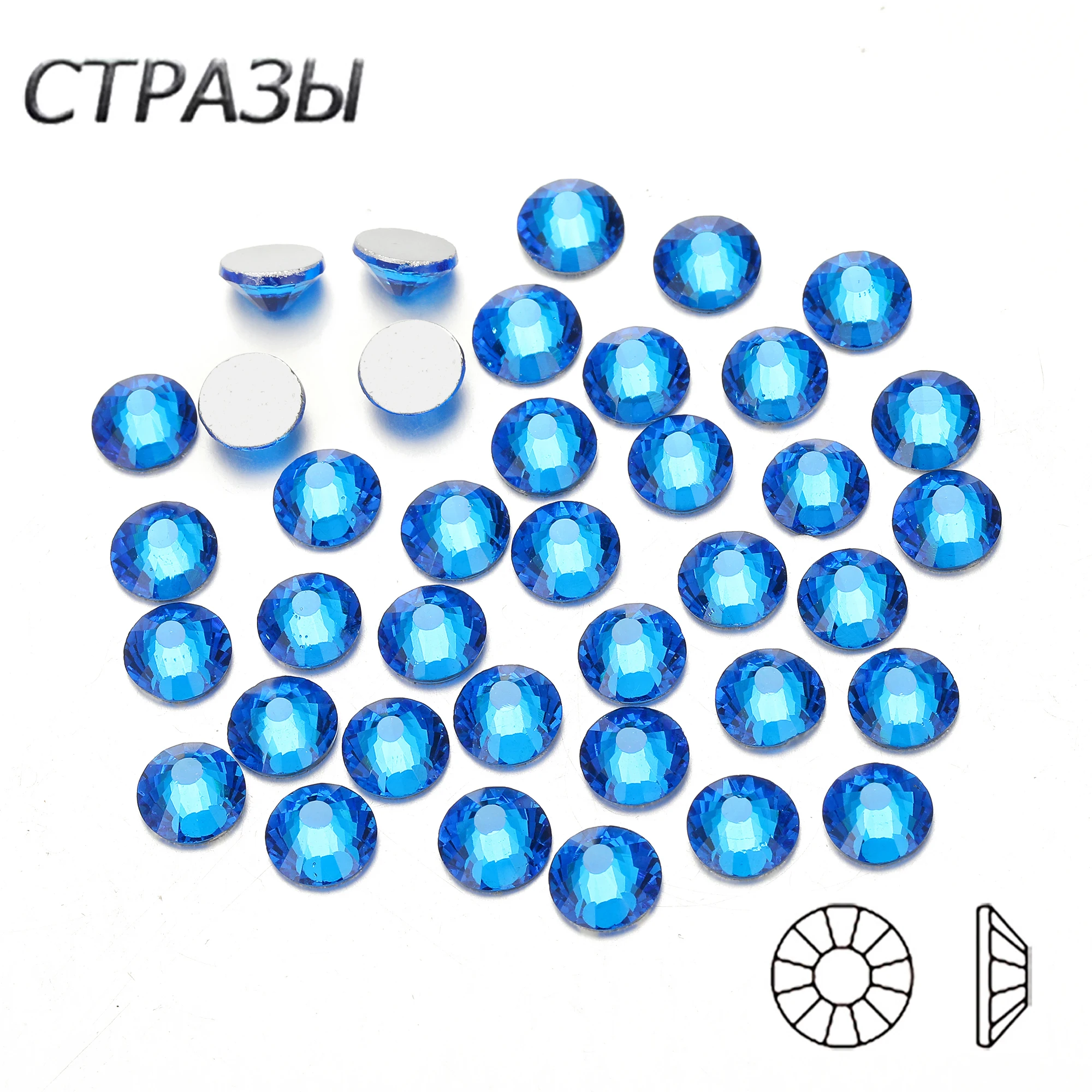 

CTPA3bI Crystal Capri Blue All Size Non Hotfix Glass Pixie Crystal Rhinestones Flatback Nail Rhinestone For Charms 3D Nails Art