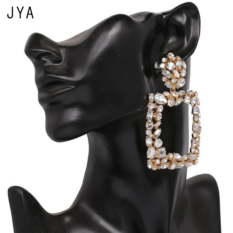 Cpop Exaggerated Big Earrings for Women Geometric Rhinestone Pendant Trendy Boho Statement 2018 Autumn Fashion New | Украшения и