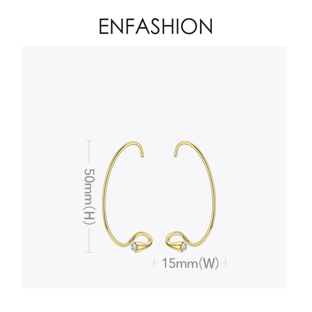 ENFASHION, кривой кристалл, серьги-манжеты, клипсы для женщин, золотой цвет, панк-рок, линия, серьги без пирсинга, ювелирные изделия E191093