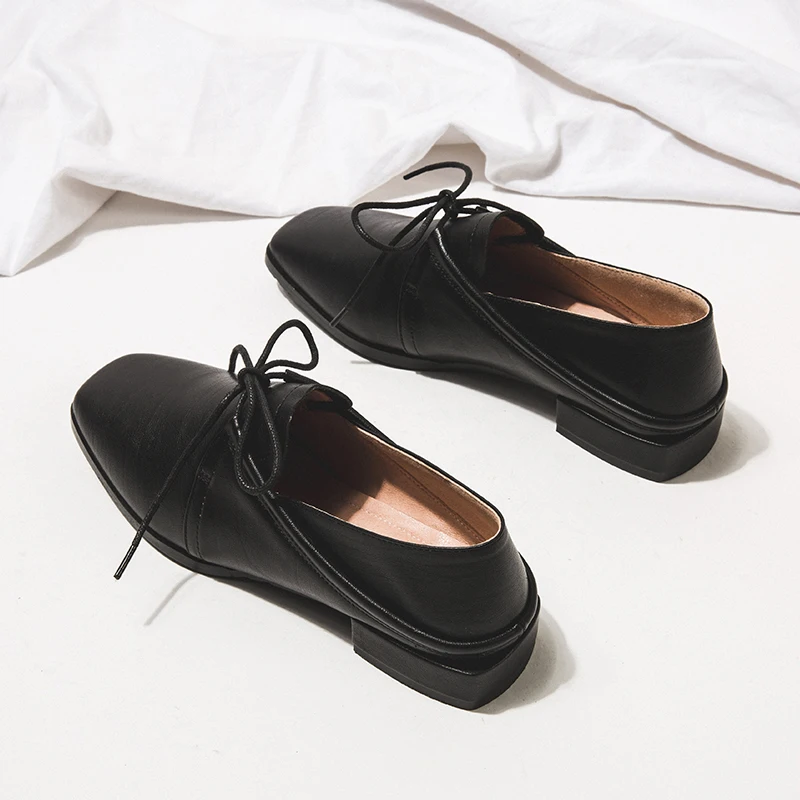 FZNYL Spring Summer Women Black Low Heels Casual Shoes Ladies Fashion PU Leather Working Office Shoes Female