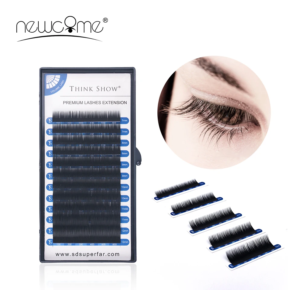 NEWCOME 10 ° для Curl 12 рядов смешанные/коробка ресницы наращивания на заколках