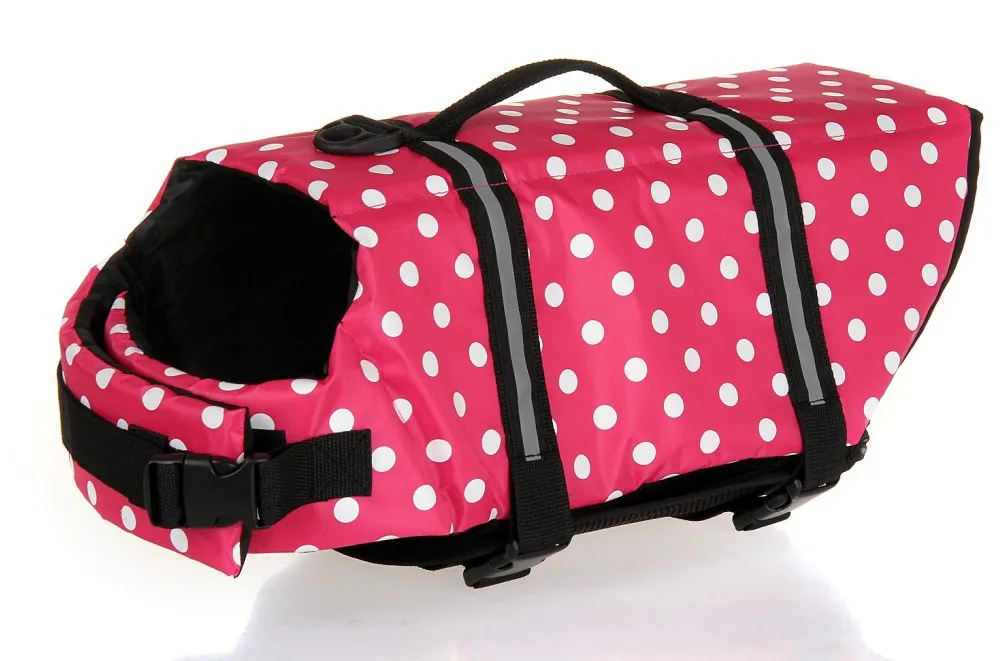 Летний спасательный жилет для собаки Pet купальный костюм Светоотражающая безопасная Одежда для собак спасательный жилет для собак Щенок Французский Бульдог-Мопс купальники - Цвет: Pink dot
