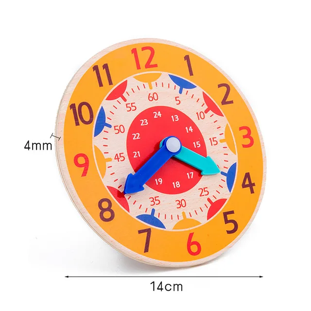 1Pcs Children Early Education Wooden Clock Toys Hour Minute Second Cognition Clock Toys for Kids Preschool Education Gift Tools 2