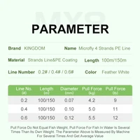 Kingdom Micro Fly 100M 150M Braid PE Fishing Line 8 Strand 0.2#/0.4#/0.6# 9-12LB Far Casting Distance Super Stiff&Strong 2