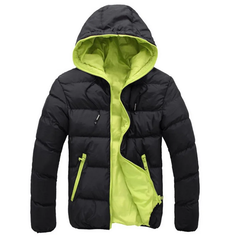Зимняя мужская куртка высокого качества, толстый теплый пуховик, мужское Брендовое пальто, зимние парки, пальто, теплая брендовая одежда, мужская верхняя одежда - Цвет: Black Green
