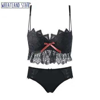 

Lingerie Femme Sexy Erotique Wire Free Push Up Bra Three Hook-and-eye Adjusted Straps Non-Convertible Straps Women Underwear Set
