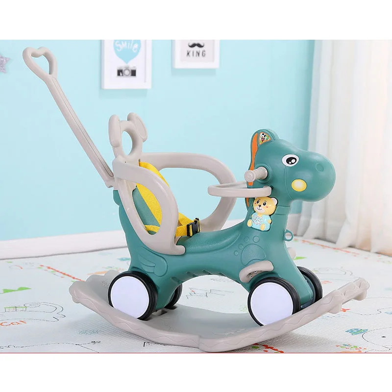 Ruizhi Детские Многофункциональные игрушки-качалки в виде животных, экологически чистые пластиковые кресла-качалки, детские ходунки до 2 лет, игрушки для дома, Троянские игрушки, RZ1103 - Цвет: board-green