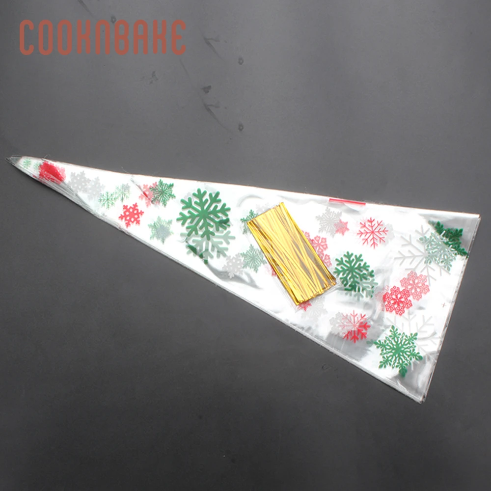 COOKNBAKE Рождество пластиковая подарочная упаковка для конфет мешок 50 шт. прозрачный попкорн печенье сладости цветок сумки с галстуком