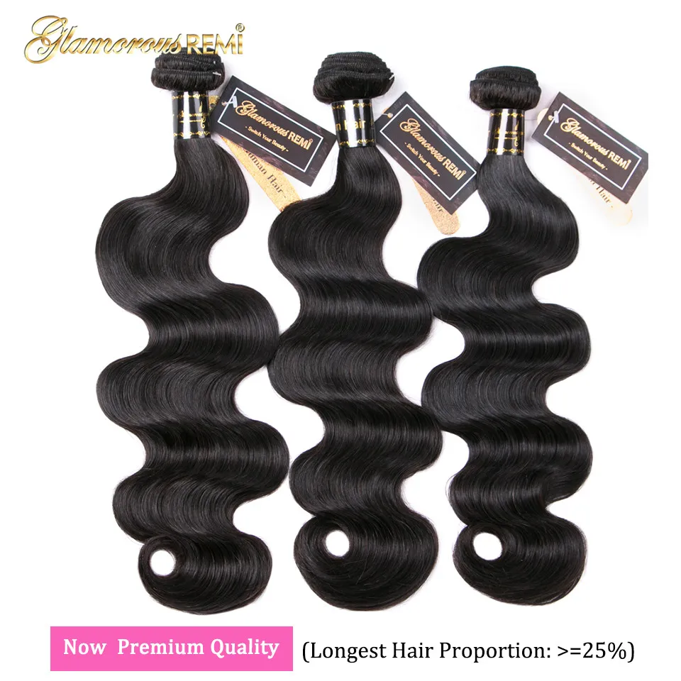 

Brazilian Hair Weave Bundles Double Weft Body Wave Extensions Human Hair Bundles Natural Color Remy Hair for Women 1/3/4 Pieces