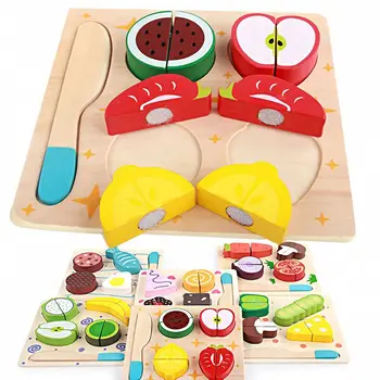 

6 Styles Kids Wooden Cutting Fruits Vegetables Dessert Puzzle Kitchen Toys Children Pretend Play Cooking Educational Toy