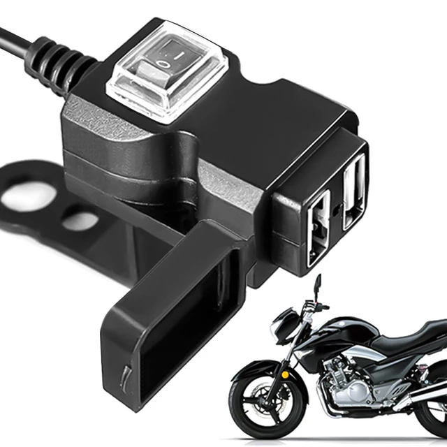 Dual Usb Port 12v Waterproof Motorbike Handlebar Charger 5v 1a/2.1a Adapter Power Supply Socket For Phone Mobile - Motorcycle Electronics Accessories -