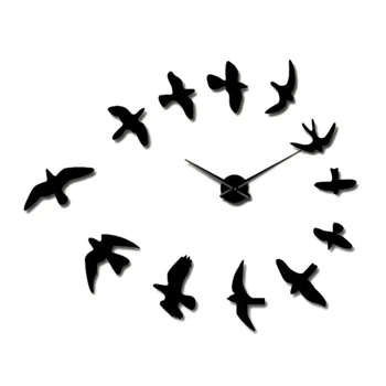 

Decorative Mirror Wall Clock Flying Birds Wall Clock Modern Design Luxury Frameless Diy Large Clock Wall Watch Nature Room