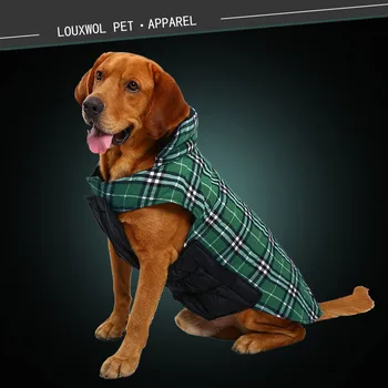 

Windproof Reversible British Style Plaid Dog Jacket Winter Coat Warm Dog Apparel Cold Weather Dog Vest Clothes Small Large Dogs