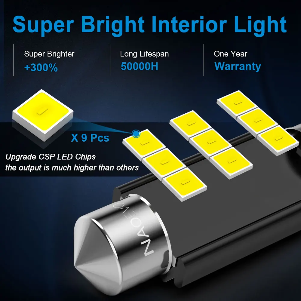 NAO c5w LED CANBUS 28mm 31 36 39 41 44mm  C10W led  2835 6 SMD 12V   ڵ ׸    