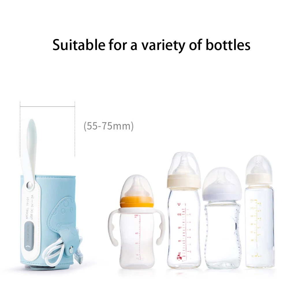 Travel USB Warmer Bottle Heater Outdoor Baby Isolation Cover Constant Temperature Stroller Lanyard Nursing Portable Universal PU