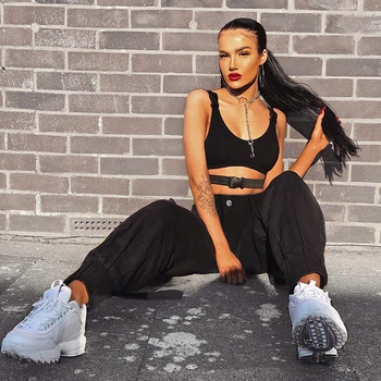 

Ms. Hip Hop Street Pants New Casual Jogging Clothing Black High Waist Loose Pants Fashion Women Pants