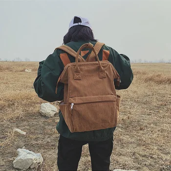 

Fashion Large Corduroy Women Backpacks Quality canvas Backpacks Teenage Girls Female School Book Bag Shoulder Bagpack mochila