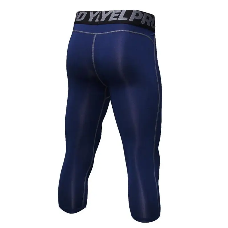 Men 3/4 Running Compression Pants Tights Sports Leggings Fitness Sportswear Long Trousers Gym Training Skinny Pants