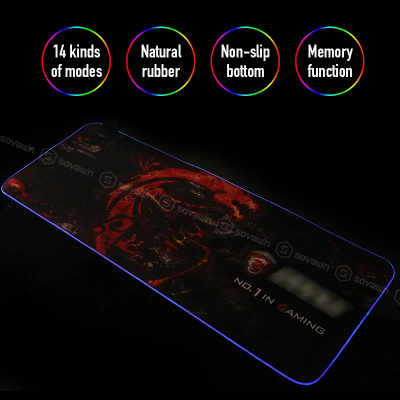  Sovawin RGB Gaming Mousepad 800x300mm XL Large LED Lighting Mouse Pad Dragon Pattern Gaming Desk Pa