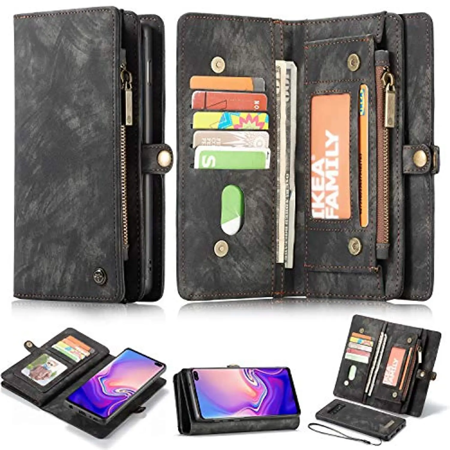 

Luxury Multi-functional Zipper Wallet Leather Case for Samsung Galaxy S10 Plus S10E S9 S8 Phone Case Wallet Card Magnetic Cover