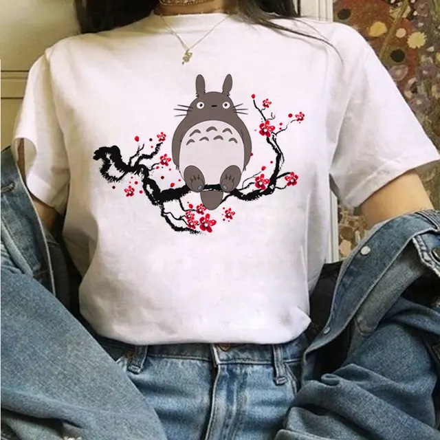 Totoro Studio Ghibli Harajuku Kawaii T Shirt Women Ullzang Miyazaki Hayao Tshirt Funny Cartoon T-shirt Cute Anime Top Tee Female 6626