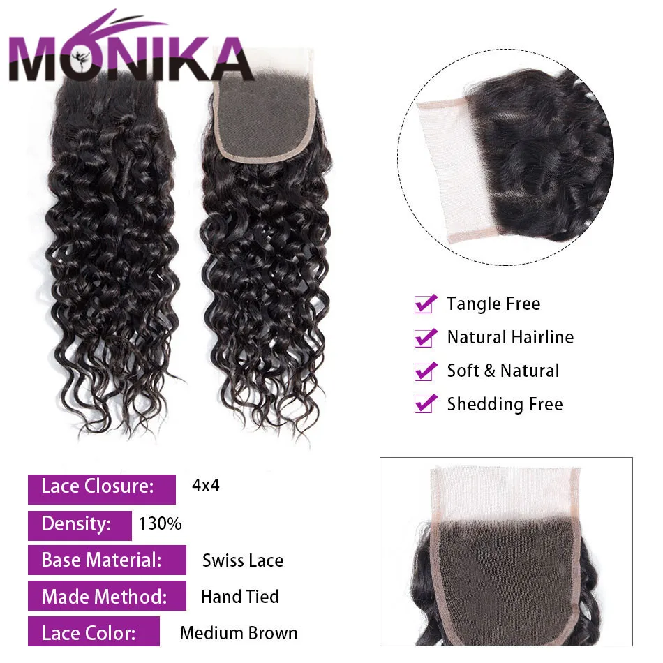 Monika, бразильские волнистые пряди, с закрытием, 30 дюймов, пряди, человеческие волосы с закрытием, не Реми волосы, пряди