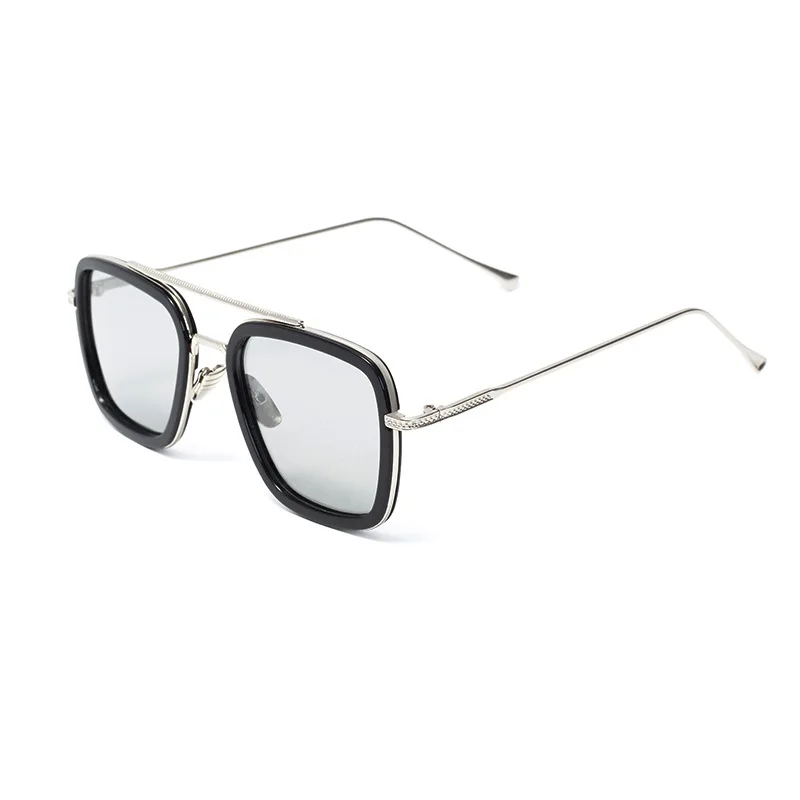 Lentes Tony Stark поляризованные солнцезащитные очки мужские градиентные брендовые дизайнерские ретро винтажные квадратные железные мужские очки 66218-1