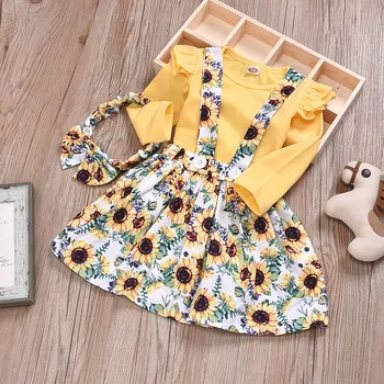 

Newborn Baby Girls Clothes Sets Autume Princess Party Outfits Romper Strap Dress Headbands 3pcs Toddler Infant Clothing Girl Set