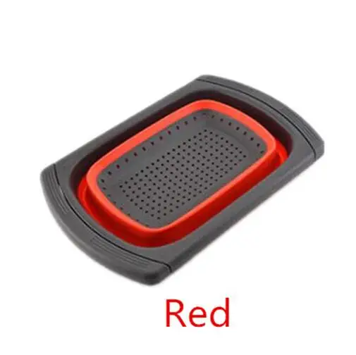 Folding Drain Basket Retractable Fruit Basket Storage Fruit Basket Silicone Folding Washing Basket Draining Sink Box TX-350BY - Цвет: red