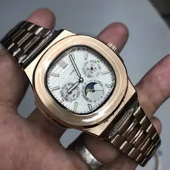 

Mens rose gold PP watch automatic self windingblue dial AAA quality all small sub dials works 315L stainless steel