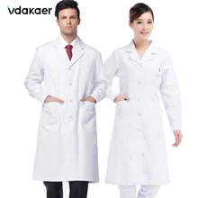 Унисекс Белое медицинское пальто для домашних животных доктор аптека красота лабораторное предприятие униформа Одежда для медсестер длинный короткий рукав Защита лабораторный халат