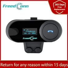 Freedconn TCOM SC Bluetooth Intercomunicador Moto Casco Motocicleta Auriculares Pantalla OLED Radio FM 3 Jinetes 800M Impermeable TCOM-SC Interfono BT Headphone