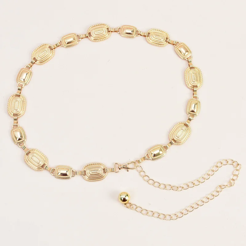 

New female Full Metal Mirror thin Waist Belt Women Metallic Gold Plate With Chains Lady Punk Rocky waistband for women BL662