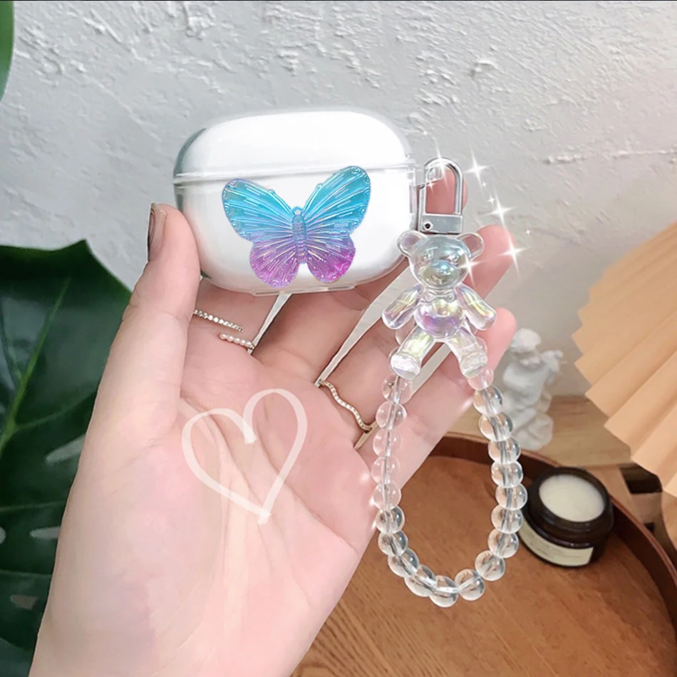 Чехол для Huawei Honor Earbuds 2SE милый мягкий прозрачный чехол с изображением бабочки и