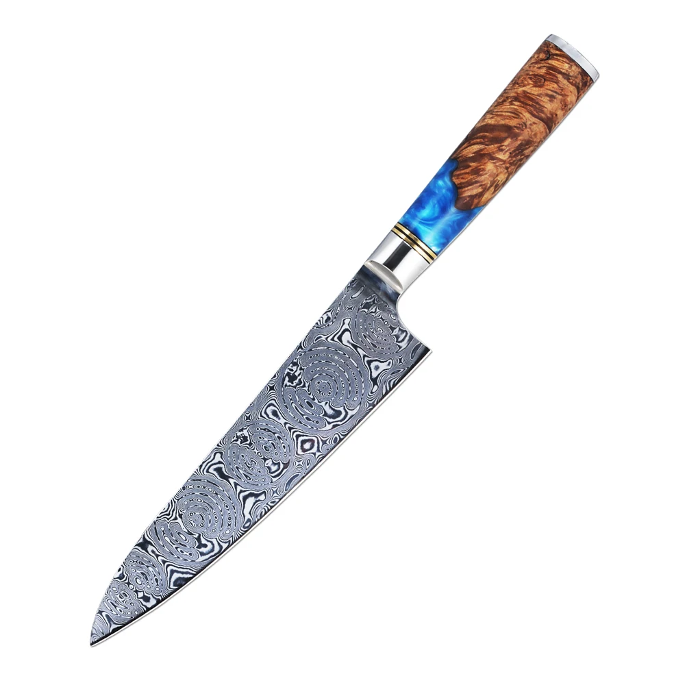 Chef Knife FANGZUO Кливер ножи Дамаска сталь 7 дюймов японский VG10 нож шеф-повара затвердевающий деревянной ручкой овощные ножи Лучшие ножи накири - Цвет: Chef Knife