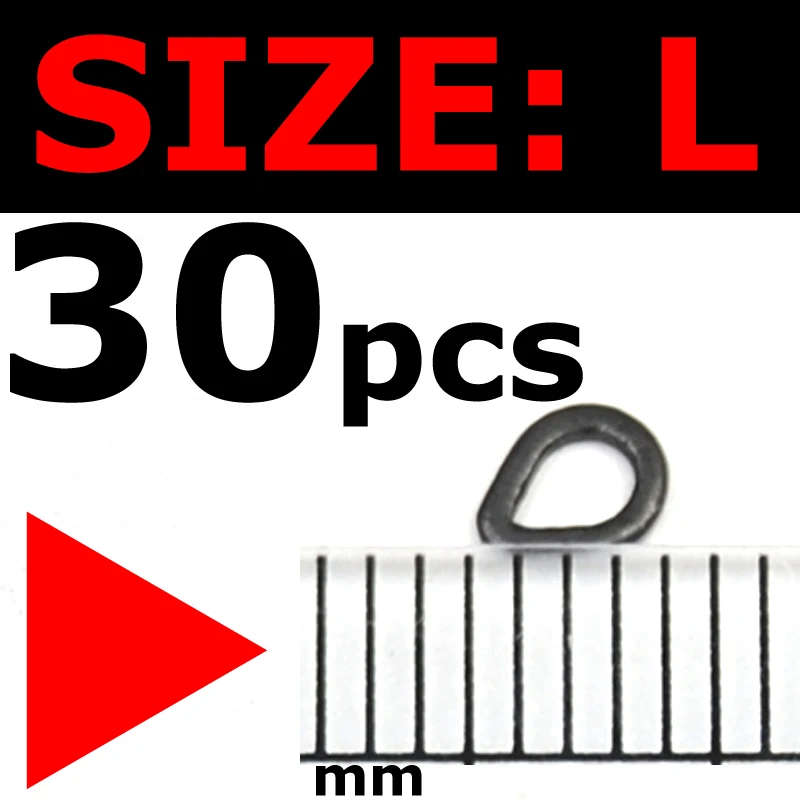 30pcs Size L JIGEECARP 30pcs Flat Carp Fishing Tear Drop Rig Ring S M L Pearl Shape Rings Matt Black Carping Accessories Tackle Pesca - Цвет: 30pcs Size L