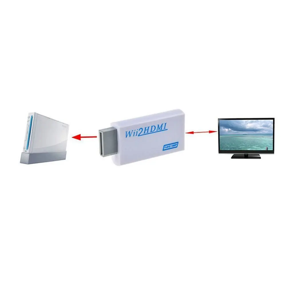 For Wii to HDMI 2 HDMI Full HD FHD 1080P Converter Adapter 3.5mm Audio Output TV