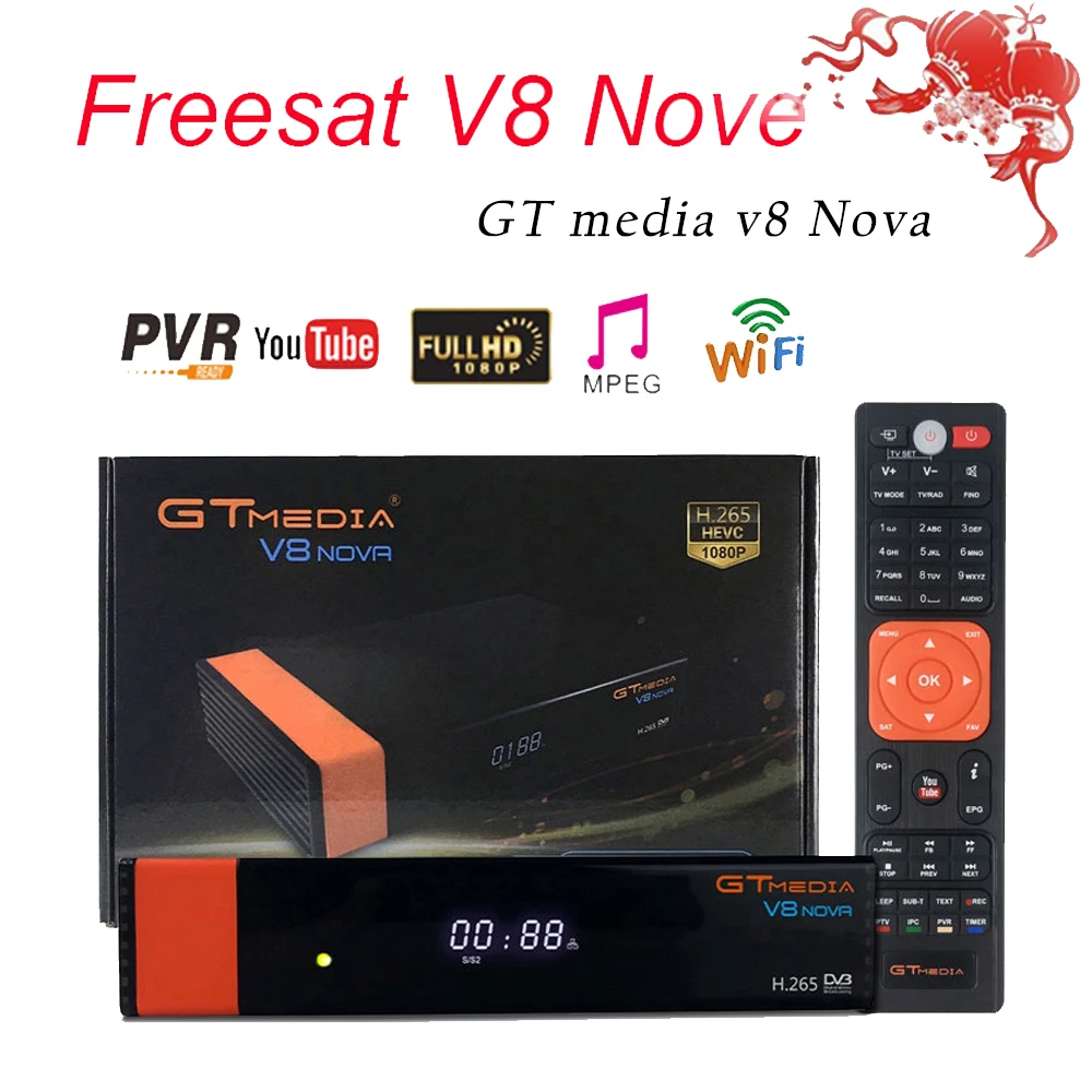 

Full HD Gtmedia v8 nova DVB-S2 Satellite Receiver Freesat v8 with Europe Cline for 2 year 7 cline Support H.265 Built-in WiFi