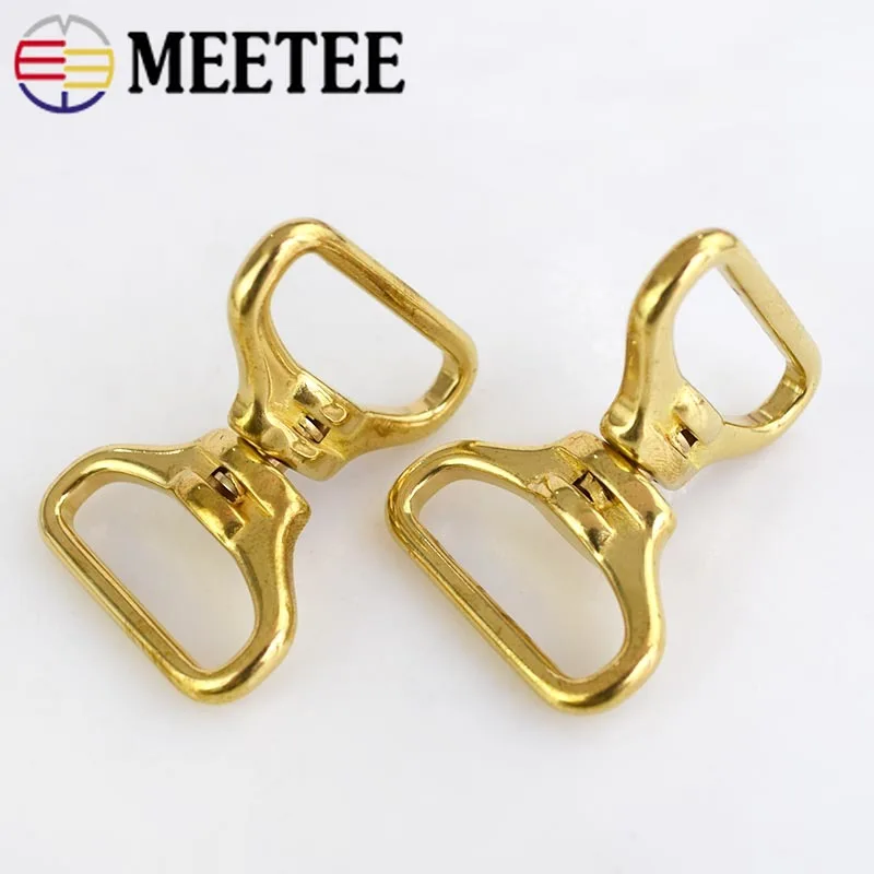 Meetee 2/5 шт. твердая латунь вращение двойное D поворотное кольцо цепи цепочка для ключей бумажник разъем металлической пряжкой карабин DIY Кожа Craft