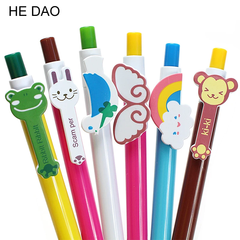 6 Unids Lote Boligrafos De Dibujos Animados Kawaii Papeleria 0 5mm