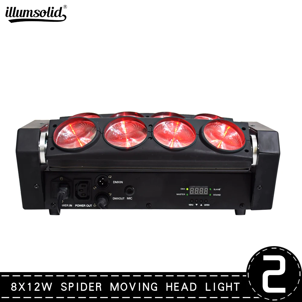 New Arrival  8x12w LED Spider Light RGBW DMX512 Sound Control Disco Lights Party Effect Lights 2Pcs