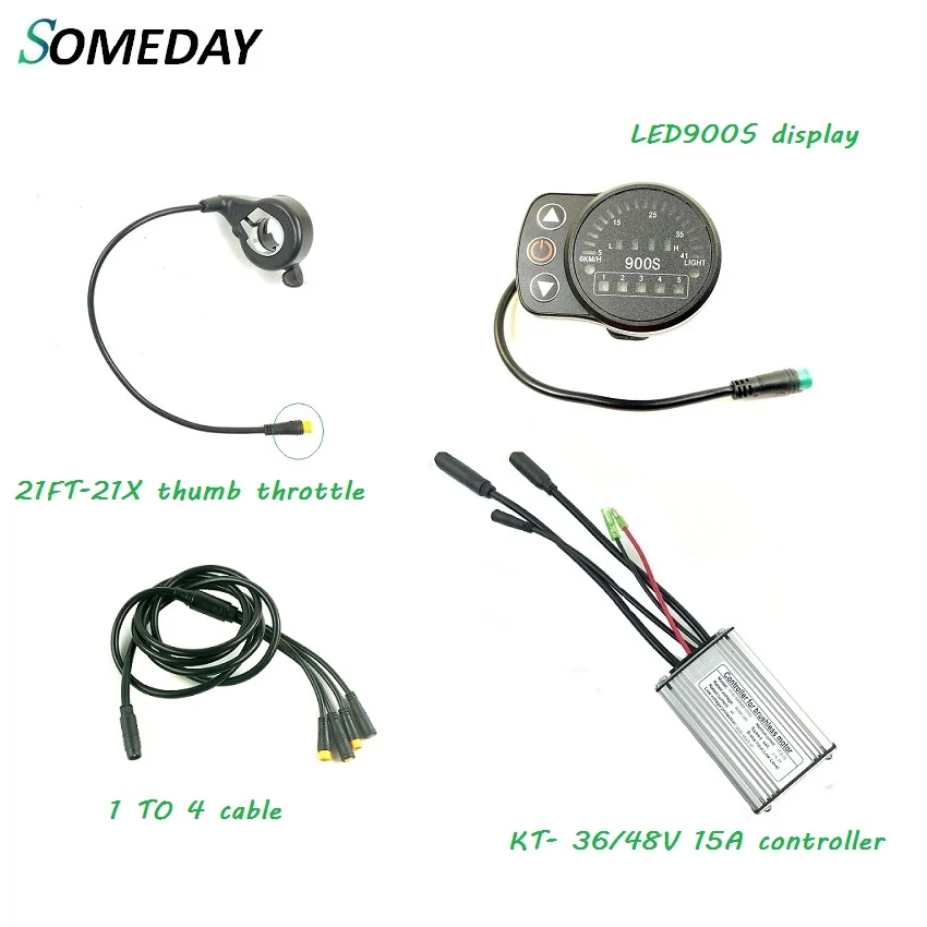 KT 36v 48v 15A контроллер с KT светодиодный/ЖК-дисплей FT-21X thumb дроссельной заслонки 1to 4 кабель