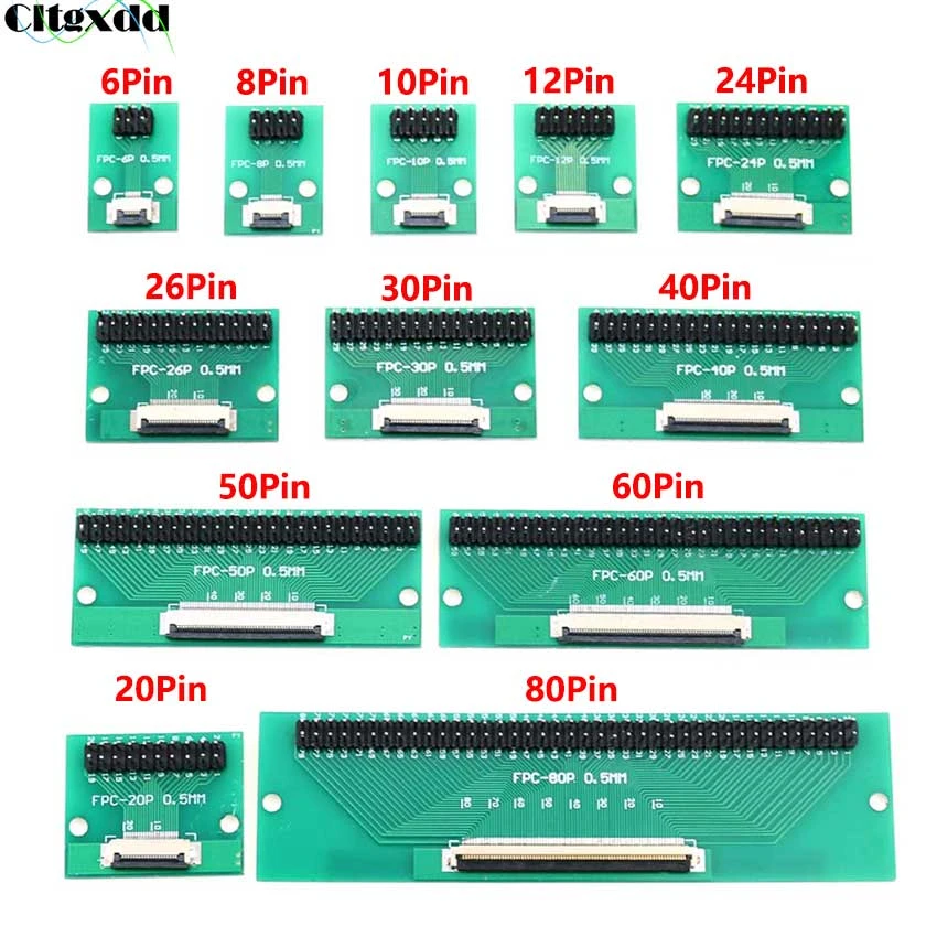 10 40 pin 8 12 20 26 24 FPC/FFC Adapter Board 0.5mm Pitch Connector 6 34