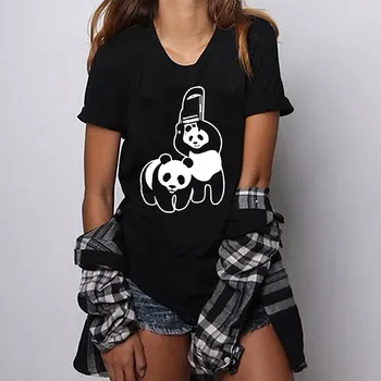 

Hillbilly Harajuku Sexy Panda Print T Shirts for Women Casual Cotton Lovely Short Sleeve Tops Funny New Arrival Top Tee Femme