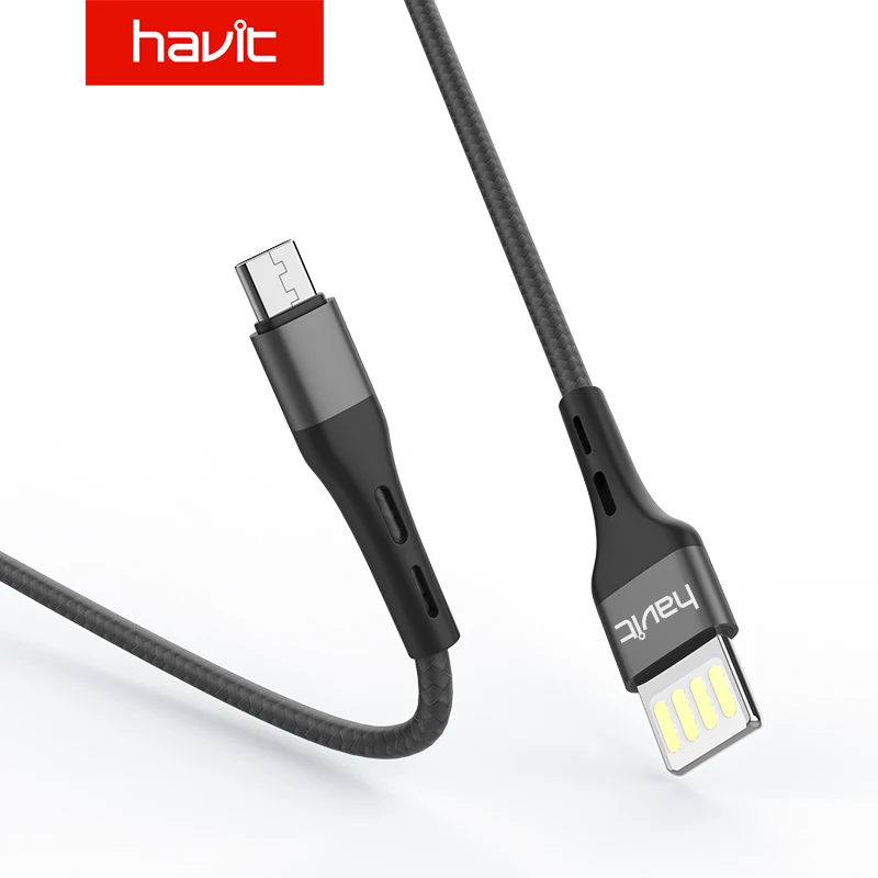 HAVIT Double-Sided Insertion of Micro Phone Cable USB 3A Flash Charge For OPPO Samsung Xiaomi Android Mobile Phone Wire Cord